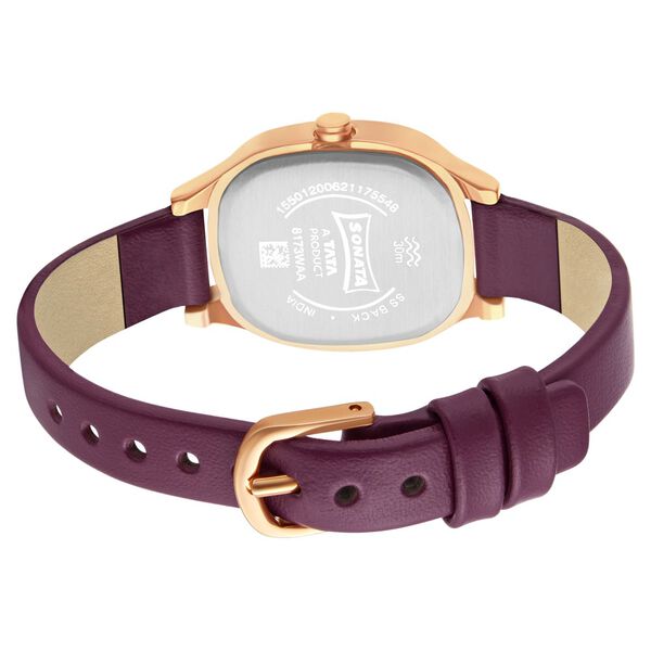 Sonata Linnea Maroon Dial Women Watch With Leather Strap - image number 3