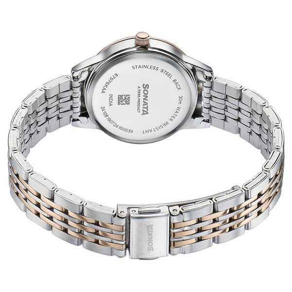 Sonata Wedding Quartz Analog Black Dial Stainless Steel Strap Watch For Women - image number 4