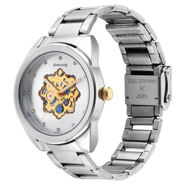 Sonata Unveil Quartz Multifunction Silver Dial Stainless Steel Strap Watch for Women - image number 1