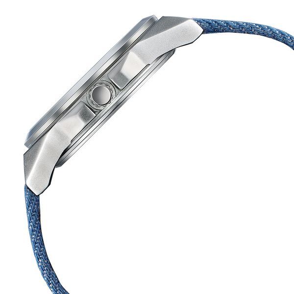 Sonata Poze Quartz Analog Silver Dial Blue Denim Leather Strap Watch For Men - image number 5
