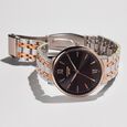 Sonata Poze Quartz Analog Rose Gold Dial Silver Metal Strap Watch For Men