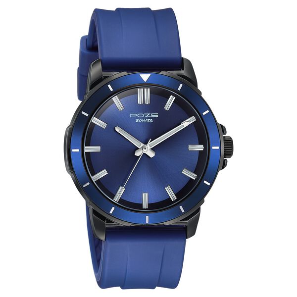 Sonata Poze Quartz Analog Blue Dial Blue Silicone Strap Watch For Men - image number 2