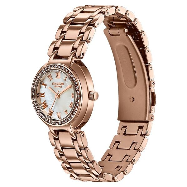 Poze By Sonata Quartz Analog White Dial Rose Gold Metal Strap Watch For Women - image number 4