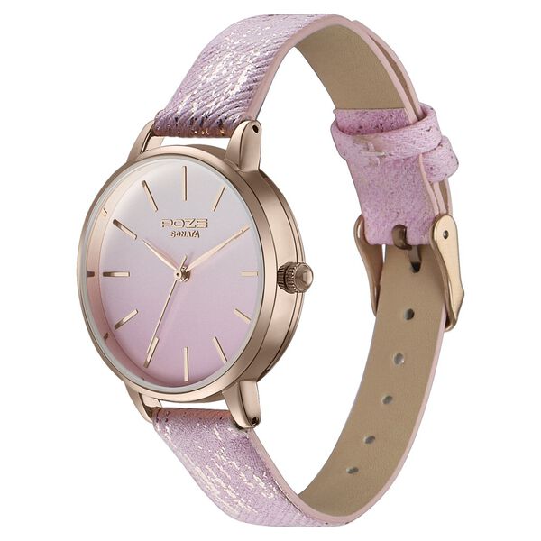 Sonata Poze Quartz Analog Pink Dial Pink Color Leather Strap Watch For Women - image number 3