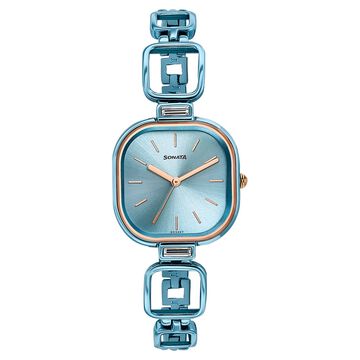 Sonata Colours of Earth Quartz Analog Blue Dial Metal Strap Watch For Women