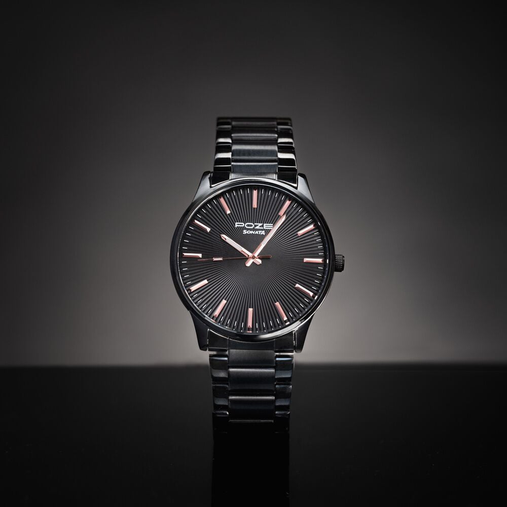 Buy Online Sonata Quartz Analog Black Dial Metal Strap Watch for