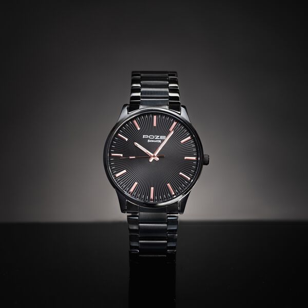 Sonata Poze Quartz Analog Black Dial Metal Strap Watch For Men - image number 0
