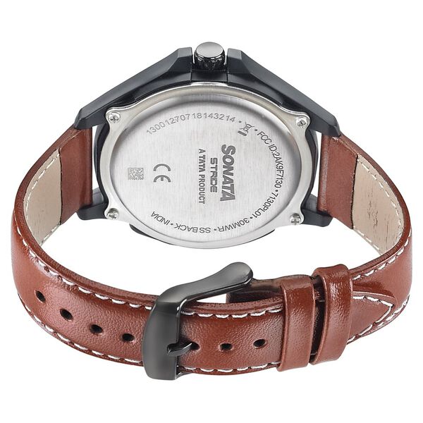 Sonata Stride Smart White Dial Leather Strap Watch for Men - image number 3