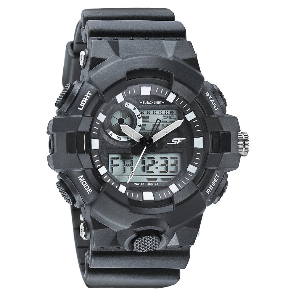 Buy Online SF Quartz Analog Digital Black Dial Plastic Strap Watch for Men 77117pp03w p Sonata