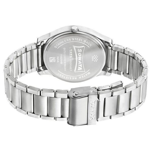 Sonata Quartz Analog with Day and Date Silver Dial Silver Stainless Steel Strap Watch For Men - image number 3