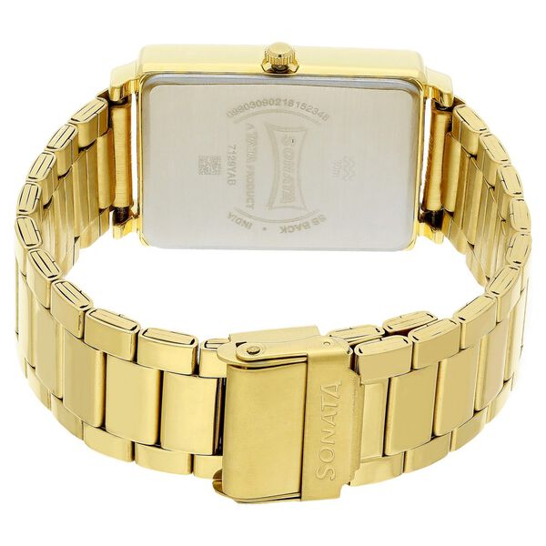Sonata Quartz Analog Champagne Dial Stainless Steel Strap Watch for Men - image number 4