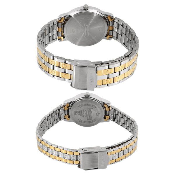 Sonata Quartz Analog Champagne Dial Metal Strap Watch for Couple - image number 3