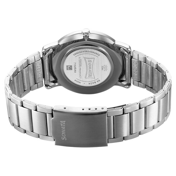Sonata Sleek Quartz Analog White Dial Silver Stainless Steel Strap Watch For Men - image number 3