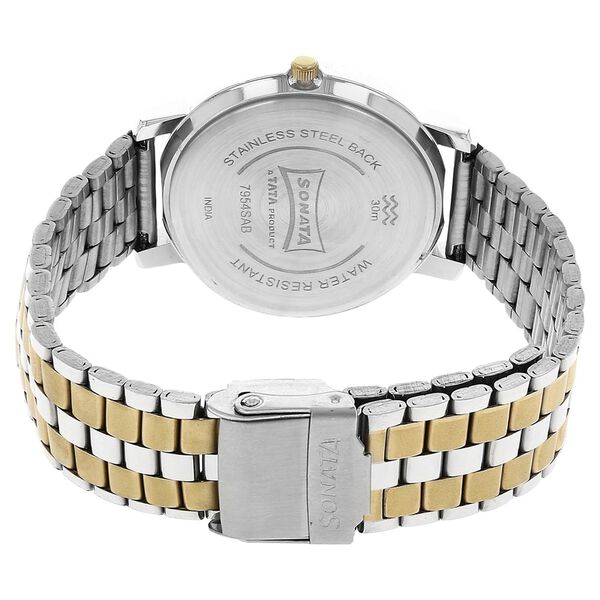 Sonata Quartz Analog with Day and Date Silver Dial Stainless Steel Strap Watch for Men - image number 3
