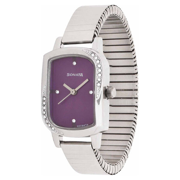 Sonata Quartz Analog Purple Dial Metal Strap Watch for Women - image number 1