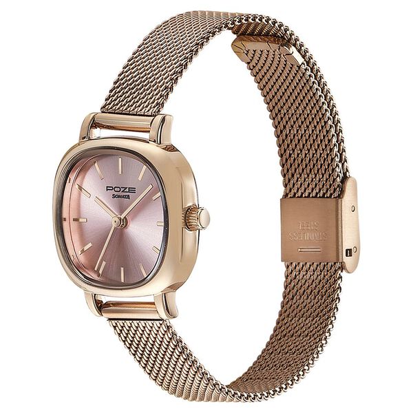 Sonata Poze Quartz Analog Pink Dial Mesh Strap Watch for Women - image number 3
