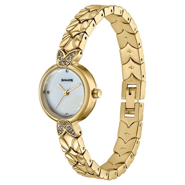 Women's Vintage style White Mother Of Pearl dial Bracelet Watch - image number 2