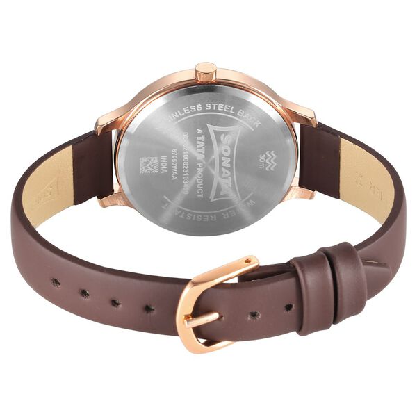 Sonata Blush Quartz Analog Pink dial Leather Strap Watch for Women - image number 3
