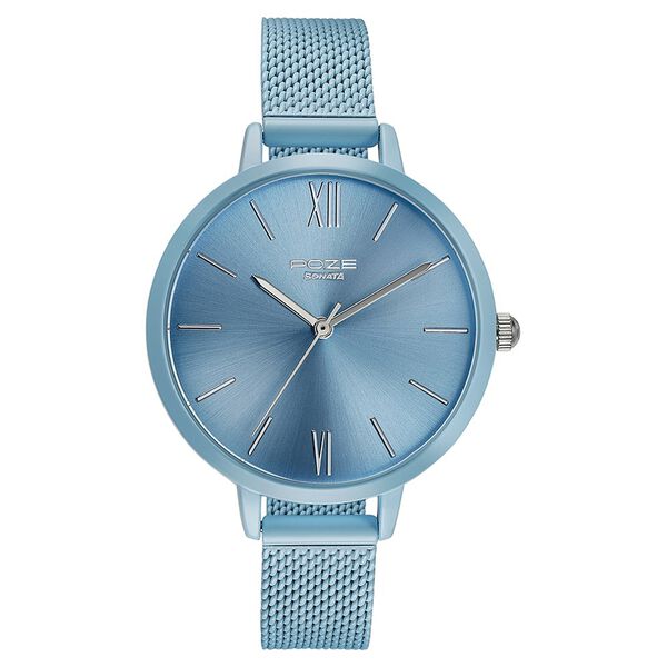 Sonata Poze Quartz Analog Blue Dial Mesh Strap Watch for Women - image number 1