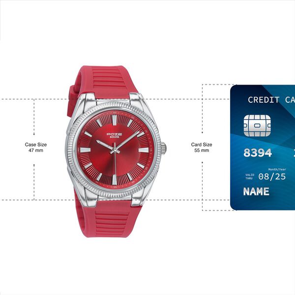 Poze By Sonata Quartz Analog Red Dial Red Silicone Strap Watch For Men - image number 3