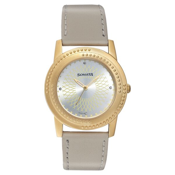 Sonata Quartz Analog Silver Dial Strap Watch for Women - image number 0