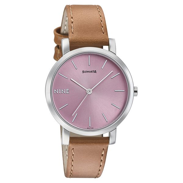 Sonata Play Pink Dial Women Watch With Leather Strap - image number 0