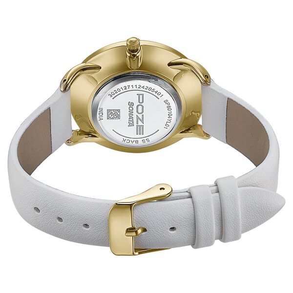 Sonata Poze Quartz Analog Silver Dial Leather Strap Watch For Women - image number 4
