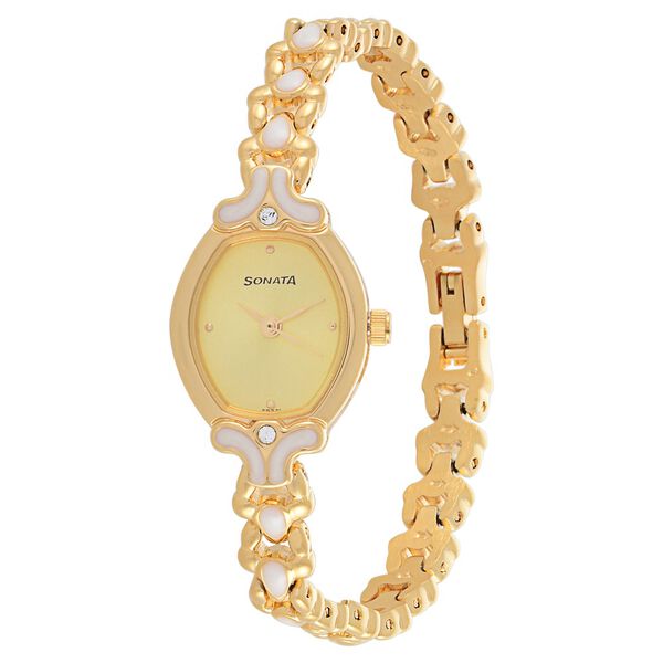 Sonata Quartz Analog Champagne Dial Metal Strap Watch for Women - image number 1