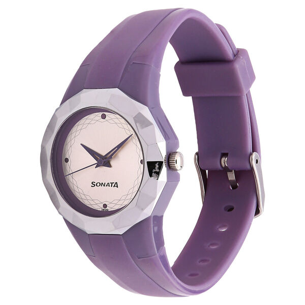 SF Quartz Analog Silver Dial Plastic Strap Watch for Women - image number 1
