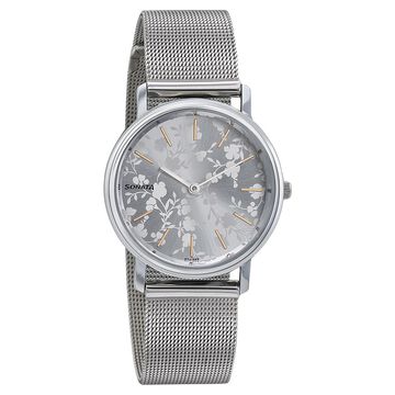 Sonata Silver Lining Silver Dial Women Watch With Stainless Steel Strap