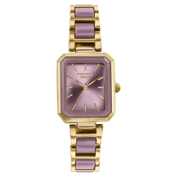 Poze Poze Quartz Analog Purple Dial Two Toned Metal & Plastic Strap Watch For Women - image number 1