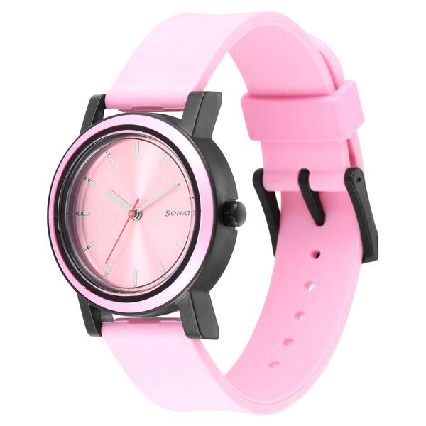 Sonata Pop Pink Dial Women Watch With Polyurethane Strap - image number 1