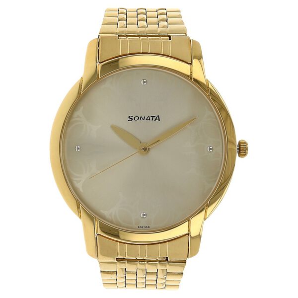 Sonata Quartz Analog White Dial Stainless Steel Strap Watch for Men - image number 0