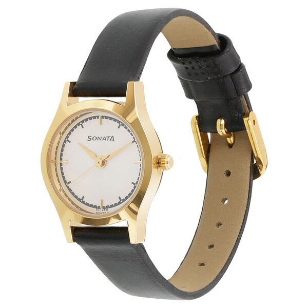 Sonata Essentials Silver Dial Women Watch With Leather Strap - image number 1