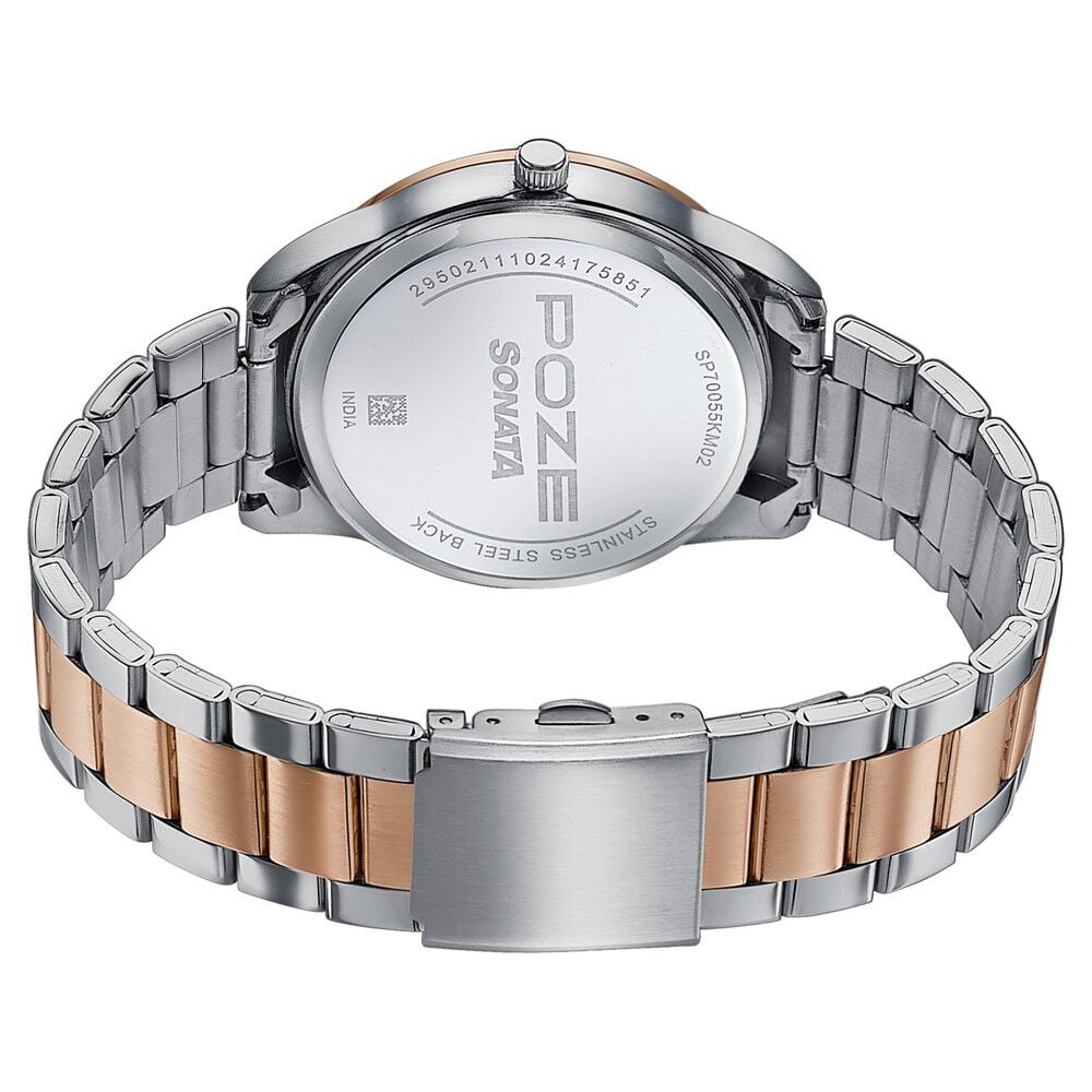 Buy Online Sonata Poze Quartz Analog Silver Dial Metal Strap Watch