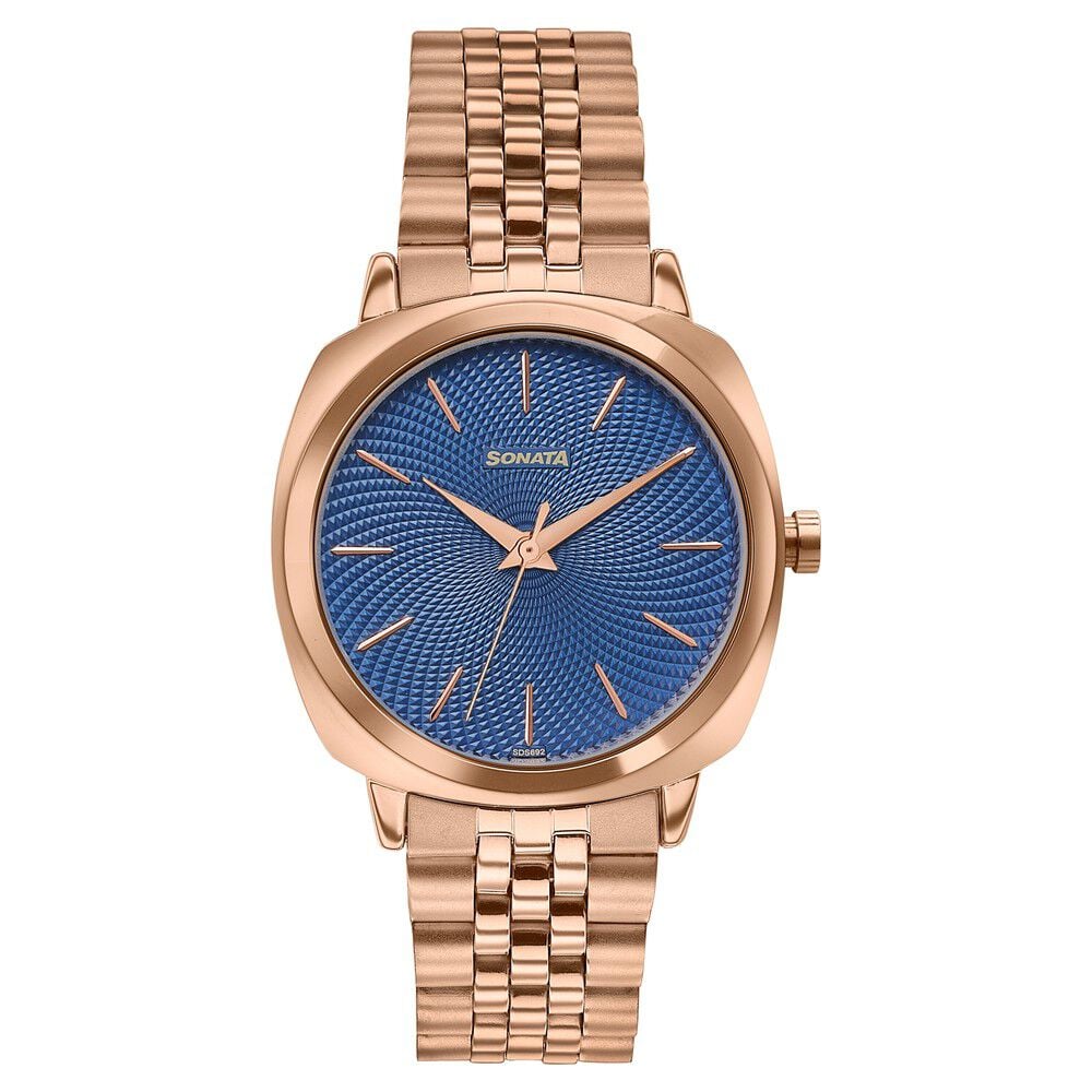 Sonata Vector Blue Dial Rose Gold-Tone Bracelet Watch for Men-picture-19