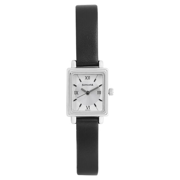 Sonata Quartz Analog Silver Dial Leather Strap Watch for Women - image number 0