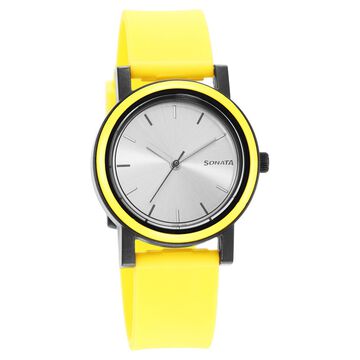 Sonata Pop Silver Dial Women Watch With Polyurethane Strap
