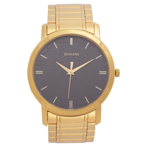 Sonata Quartz Analog Black Dial Stainless Steel Strap Watch for Men - image number 1
