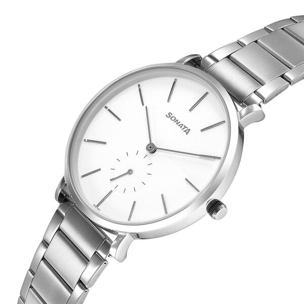 Sonata Ascent Quartz Analog White Dial Stainless Steel Strap Watch For Men - image number 1