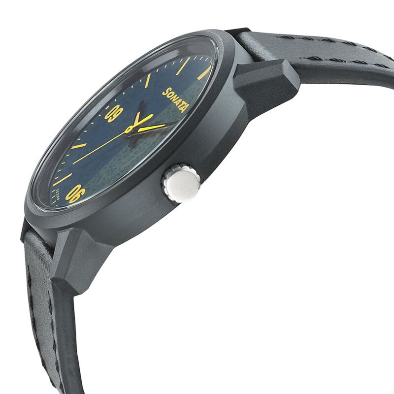 Sonata Quartz Analog Bicolour Dial Leather Strap Watch for Men - image number 2