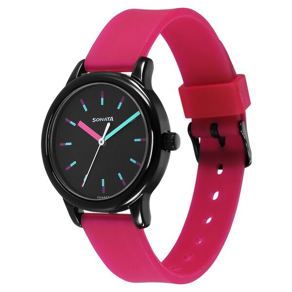 Sonata Splash Black Dial Women Watch With Plastic Strap - image number 1