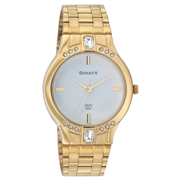 Sonata Quartz Analog Silver Dial Strap Watch for Men - image number 0
