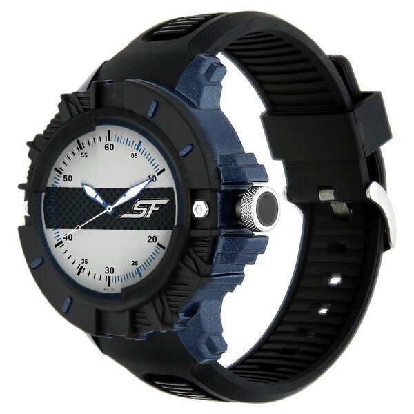 SF Quartz Analog Black Dial Plastic Strap Watch for Men - image number 1