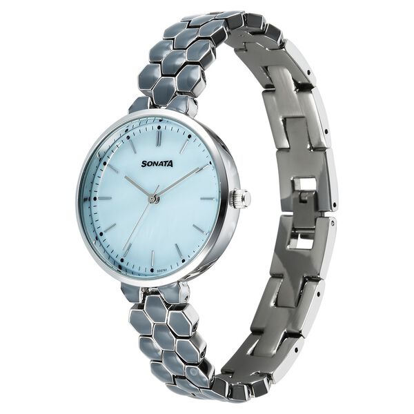 Sonata Festive Quartz Analog Grey Dial Metal & Enamel Strap Watch For Women - image number 1