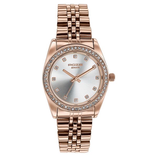 Sonata Poze Quartz Analog Silver Dial Rose Gold Colour Stainless Steel Strap Watch For Women - image number 2