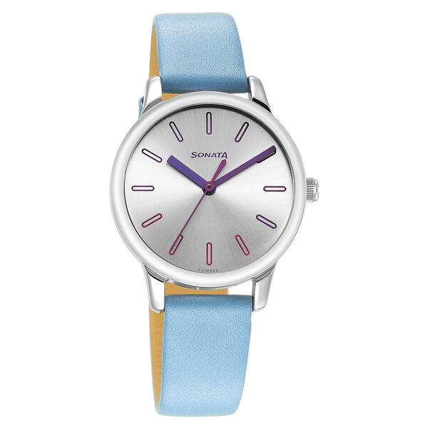 Sonata Splash Silver Dial Women Watch With Leather Strap - image number 0
