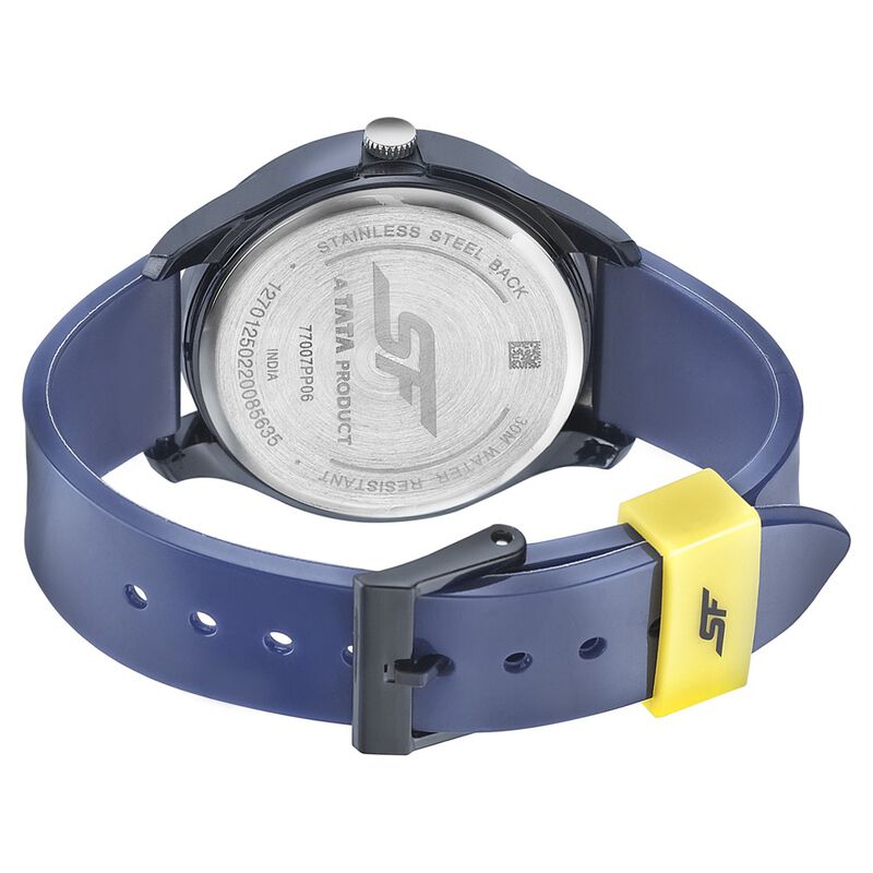 SF Quartz Analog Blue Dial PU Strap Watch for Men