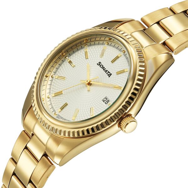 Sonata Festive Quartz Analog with Date Silver Dial Metal Strap Watch For Men - image number 2