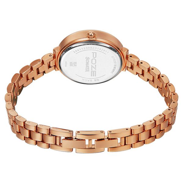 Poze by Sonata Quartz Analog Pink Dial Metal Strap Watch for Women - image number 4